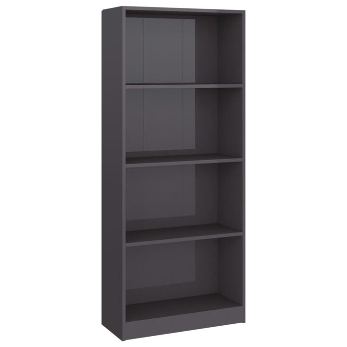 4-Tier Book Cabinet High Gloss Gray 23.6"x9.4"x55.9"