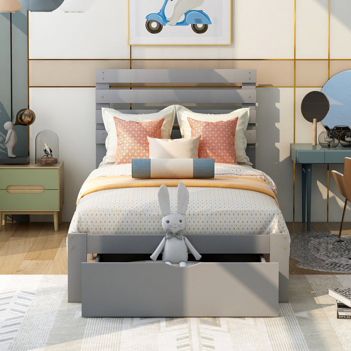 Twin Size Platform Bed with Drawer