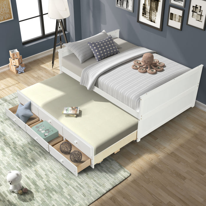 Full Captain Bed With Twin Size Trundle And 3 Drawers Made By Solid Wood