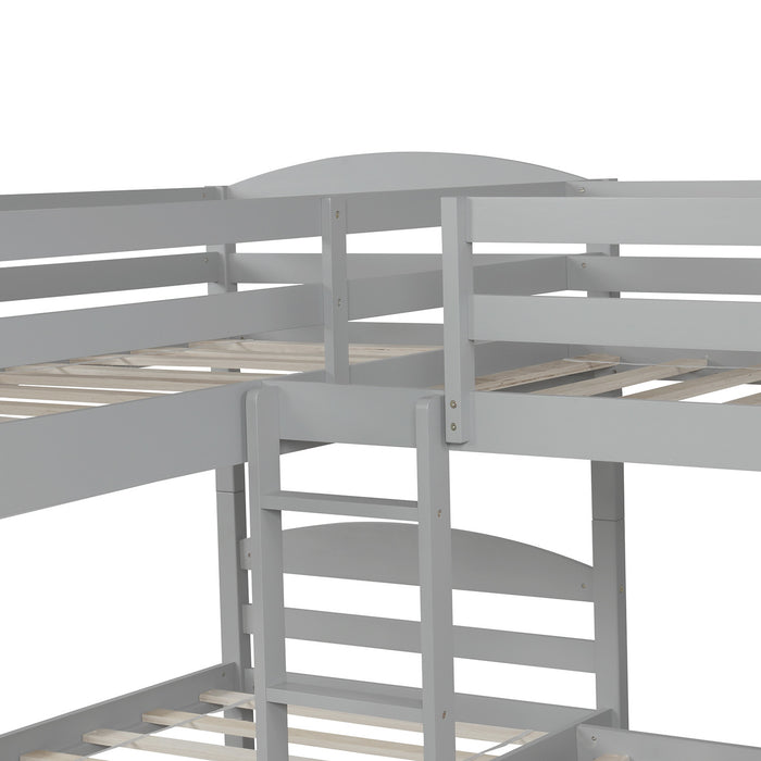 Simple Durable Twin L-Shaped Bunk With Trundle
