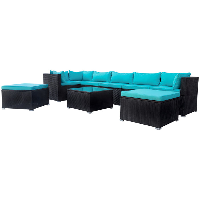 9-piece Outdoor Patio PE Wicker Rattan conversation Sectional Sofa sets