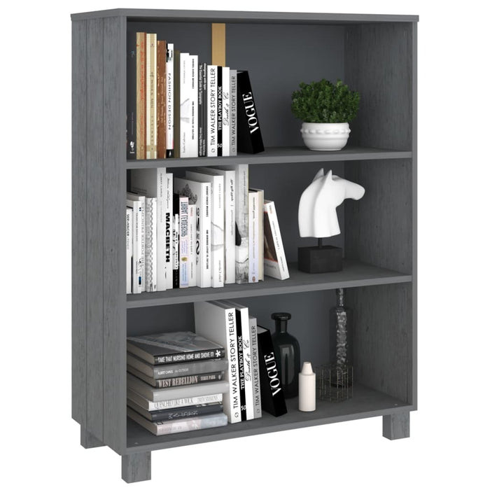 Book Cabinet Dark Gray 33.5"x13.8"x13.8" Solid Wood Pine