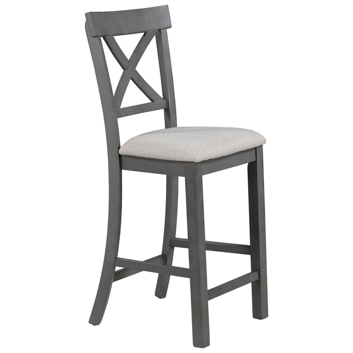 6-Pieces Counter Height Dining Table Set Table with Shelf 4 Chairs and Bench for Dining Room