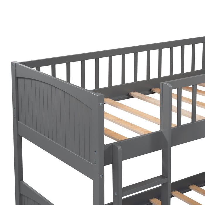 Twin Size Bunk Bed with a Loft Bed attached, with Two Drawers,Gray