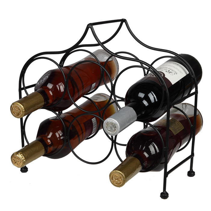 Black 6 Bottle Metal Wine Rack
