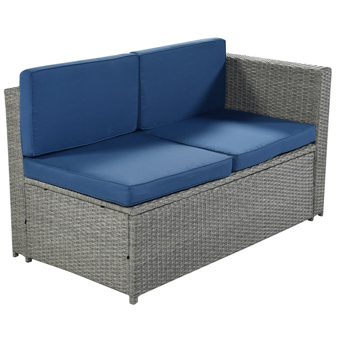 9 Piece Rattan Sectional Seating Group with Cushions and Ottoman, Patio Furniture Sets, Outdoor Wicker Sectional