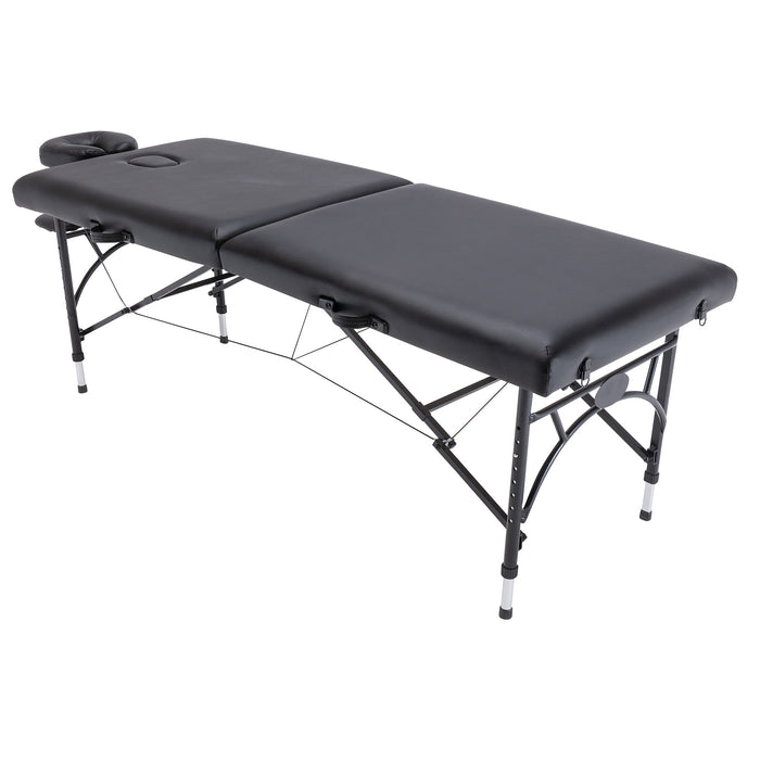 Portable Massage table,2 Section Aluminum Adjustable Folding Massage Table,PU leather Spa Bed