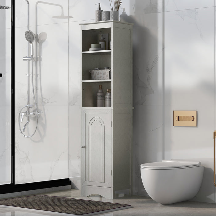 Tall Bathroom Cabinet, Freestanding Storage Cabinet with Door, MDF Board, Adjustable Shelf, Grey