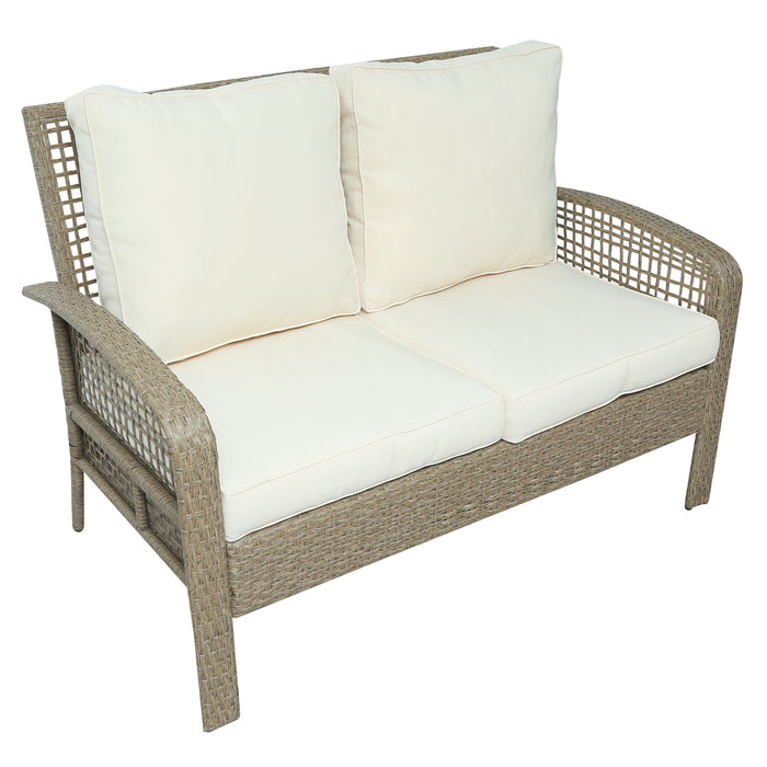 4 Piece Rattan Sofa Seating Group with Cushions, Outdoor Ratten sofa