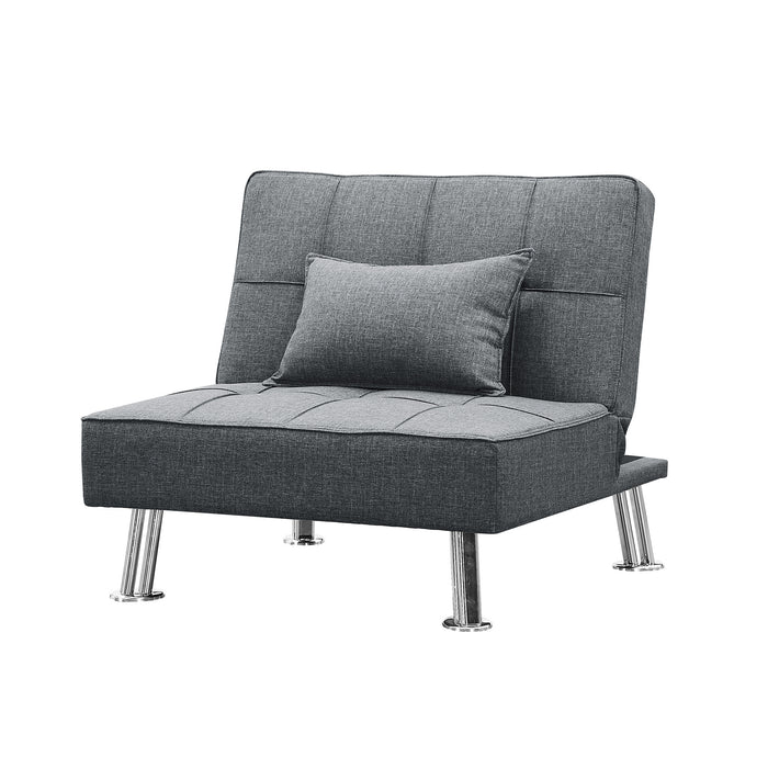 Modern Fabric Single Sofa Bed with Ottoman , Convertible Folding Futon Chair, Lounge Chair Set with Metal Legs .