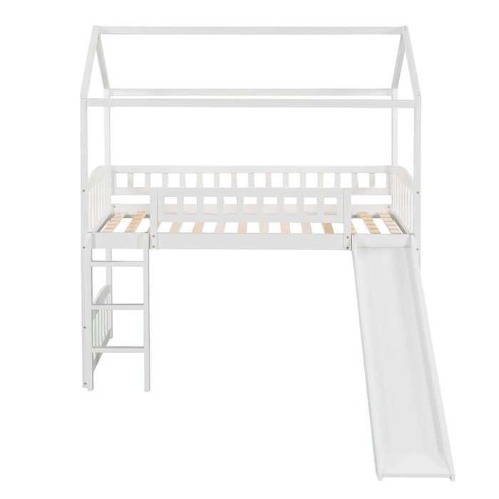 Twin Loft Bed with Slide, House Bed with Slide