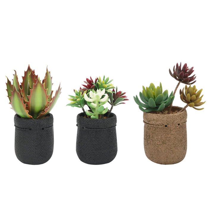 3pcs Artificial Succulents Plants Mini Realistic Fake Succulents EVA Planter Pot