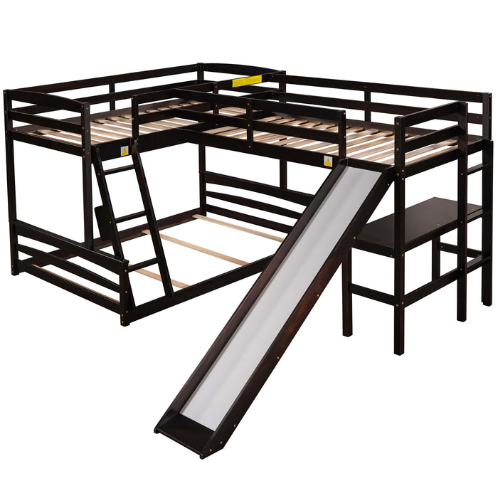 MyRoom Twin over Full Bunk Bed with Twin Size Loft Bed Slide