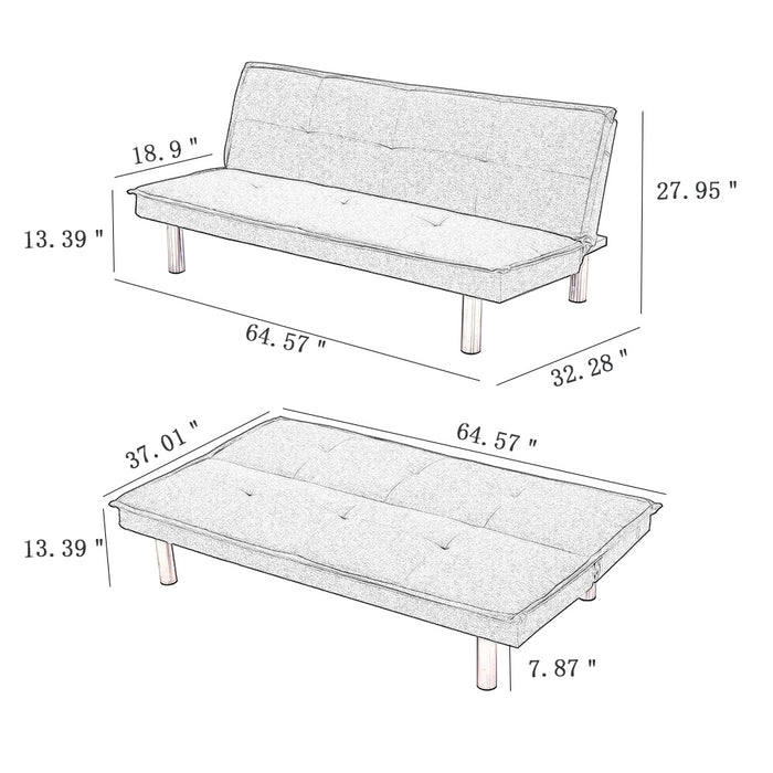 PU Leather Sofa Bed Couch , Convertible Folding Futon Sofa Bed with Metal Legs.