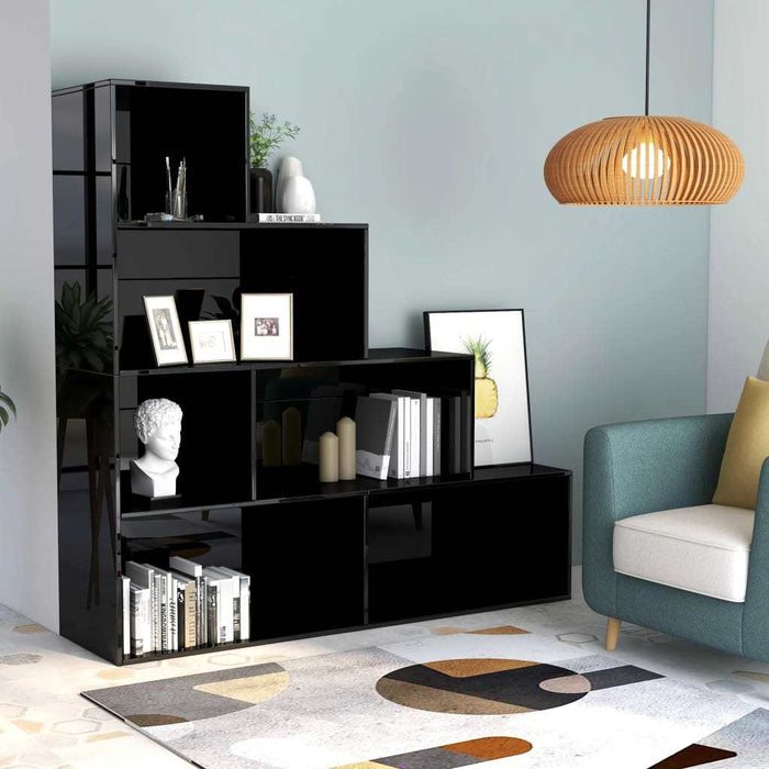 Book Cabinet/Room Divider High Gloss Black 61"x9.4"x63"