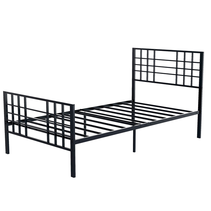 Twin Size Metal Bed Frame Headboard and Footboard Single Platform Mattress Base