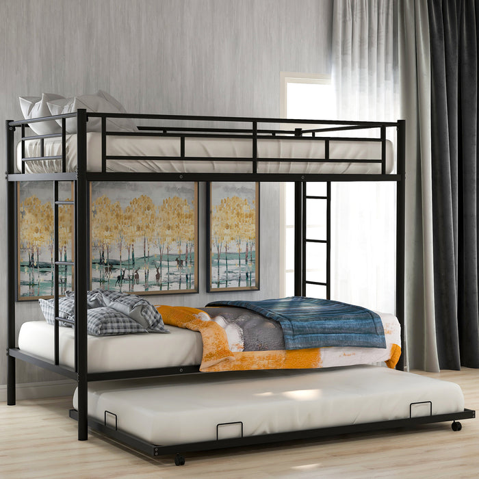 Twin over Twin Bunk Bed with Trundle, Black
