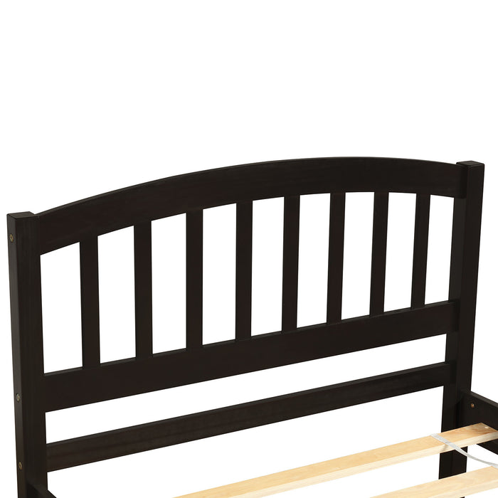 Twin size Platform Bed Wood Bed Frame with Trundle, Espresso RT