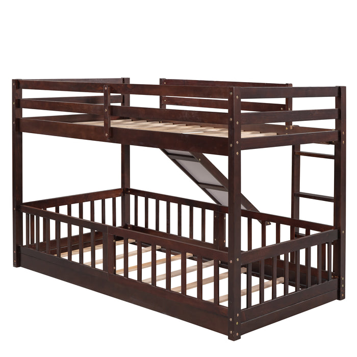 Twin Over Twin Bunk Bed with Slide and Ladder