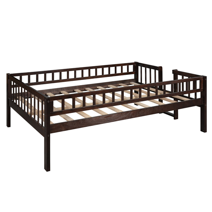 Triple Bed with Built-in Ladder and Slide , Triple Bunk Bed with Guardrails