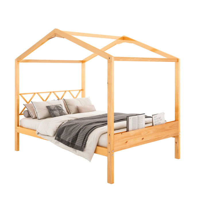 MyRoomz Full Size Wood House Bed with Storage Space