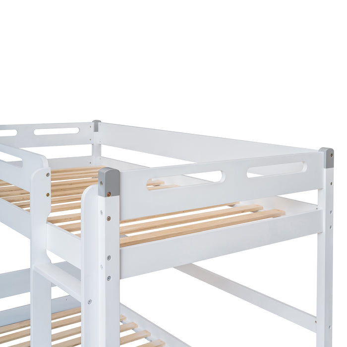 New Space Twin Size Car-Shaped Convertible Bunk Bed, White