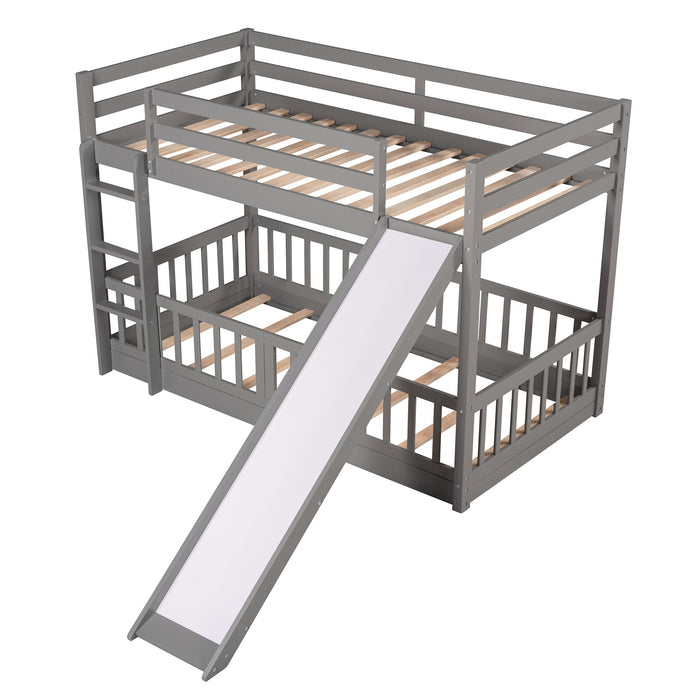 Twin Over Twin Bunk Bed with Slide and Ladder