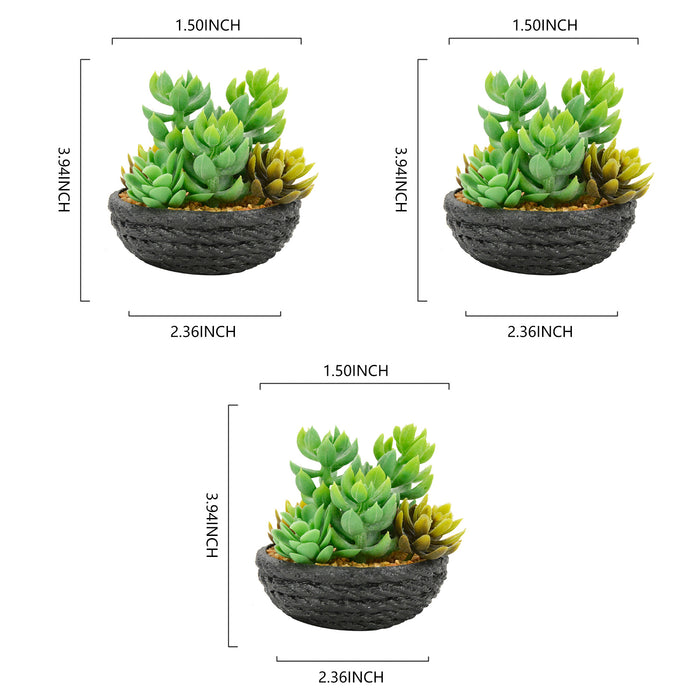 3pcs Artificial Succulents Plants Mini Realistic Fake Succulents EVA Planter Pot