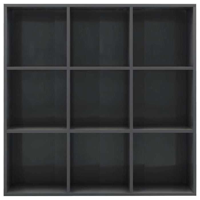 Book Cabinet High Gloss Gray 38.6"x11.8"x38.6" Chipboard