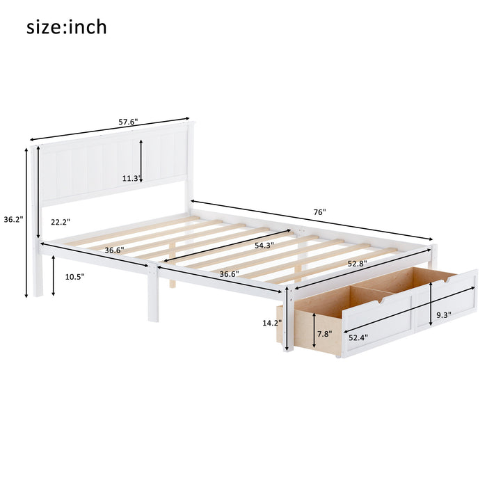 Higgins Full Size Platform Bed with Under Bed Drawers
