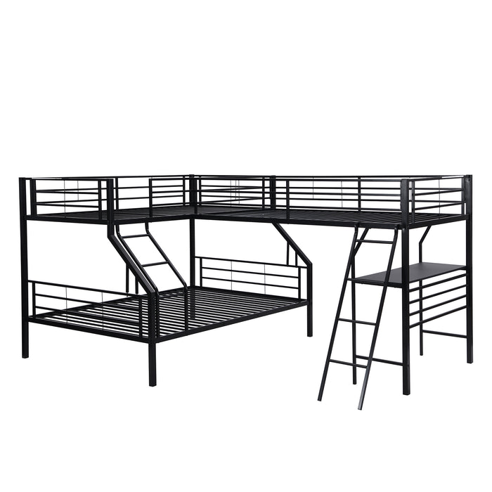 New Space Twin over Full Bunk Bed with a Twin Size Loft Bed attached