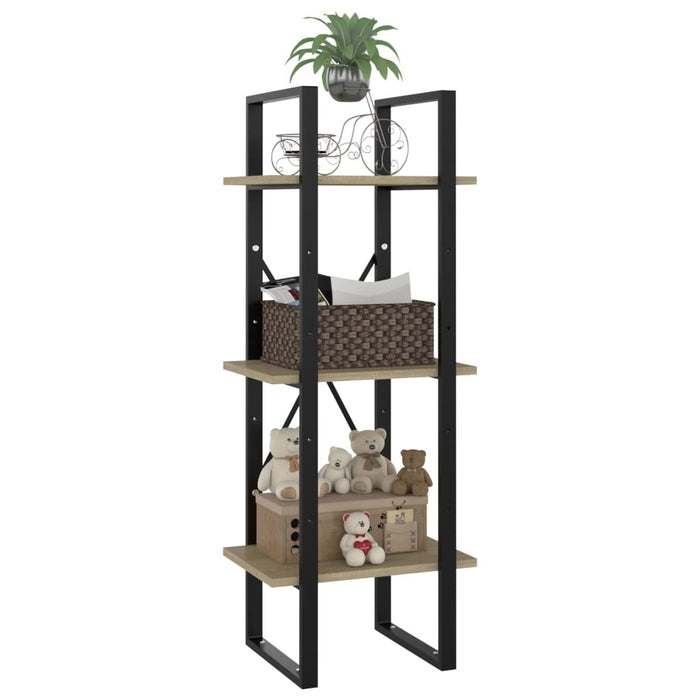 3-Tier Book Cabinet Sonoma Oak 15.7"x11.8"x41.3" Chipboard