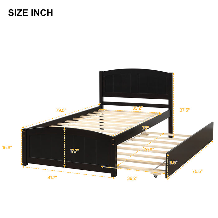 Twin size Platform Bed with Trundle, Espresso RT