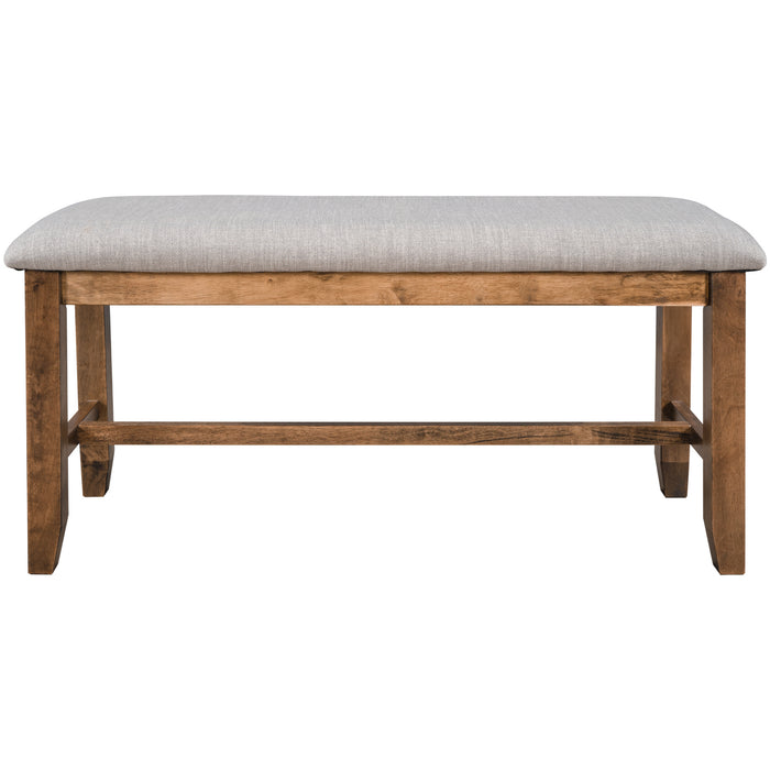 6-Piece Kitchen Dining Table Set Wooden Rectangular Dining Table, 4 Fabric Chairs and Bench Family Furniture