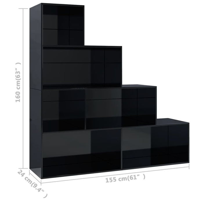 Book Cabinet/Room Divider High Gloss Black 61"x9.4"x63"