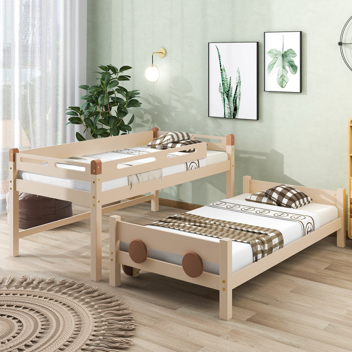 New Space Twin Size Car-Shaped Convertible Bunk Bed, White