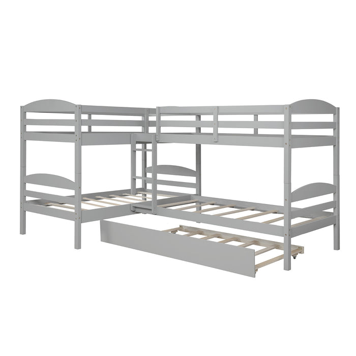 Simple Durable Twin L-Shaped Bunk With Trundle