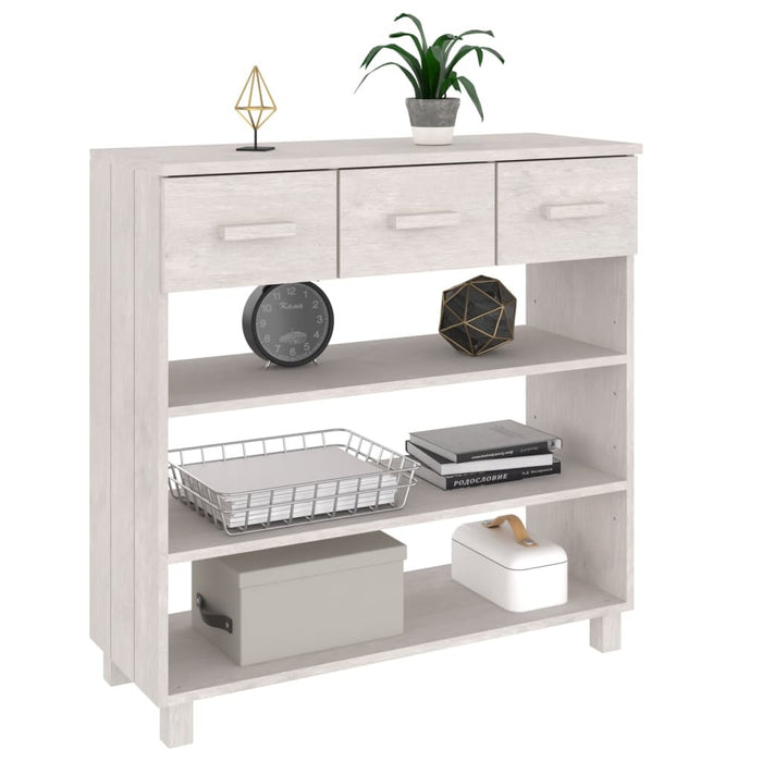 Toplan Console Table White 35.4"x13.8"x35.4" Solid Wood Pine