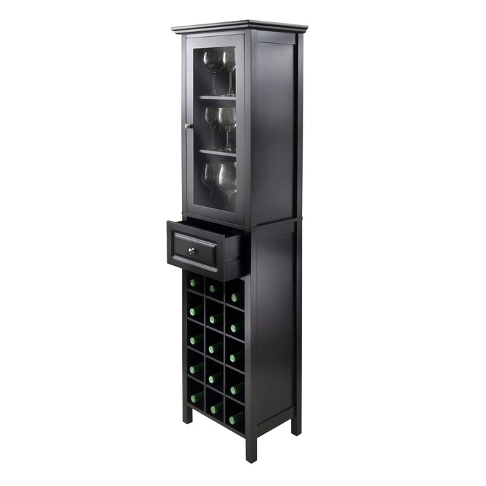 Black Glass Door Wine Cabinet 15-Bottle