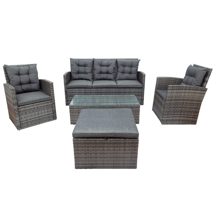 5-piece All Weather Wicker Outdoor UV-Resistant Patio Sofa Set