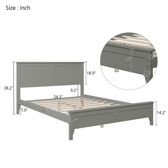 Modern White Solid Wood Full Platform Bed