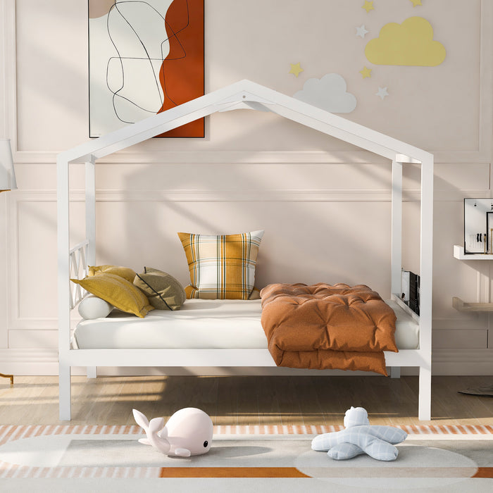 MyRoomz Full Size Wood House Bed with Storage Space