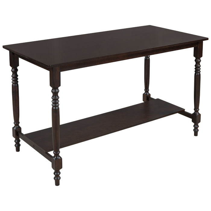 6-Pieces Counter Height Dining Table Set Table with Shelf 4 Chairs and Bench for Dining Room