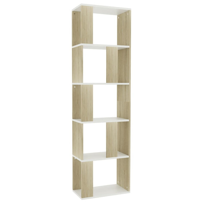 Book Cabinet/Room Divider White and Sonoma Oak 17.7"x9.4"x62.6" Chipboard