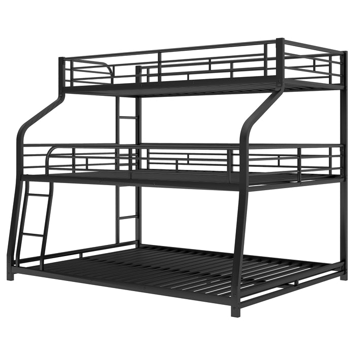 Simple Durable Bunk Bed with Long and Short Ladder and Guardrails