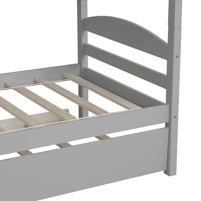 Simple Durable Twin L-Shaped Bunk With Trundle