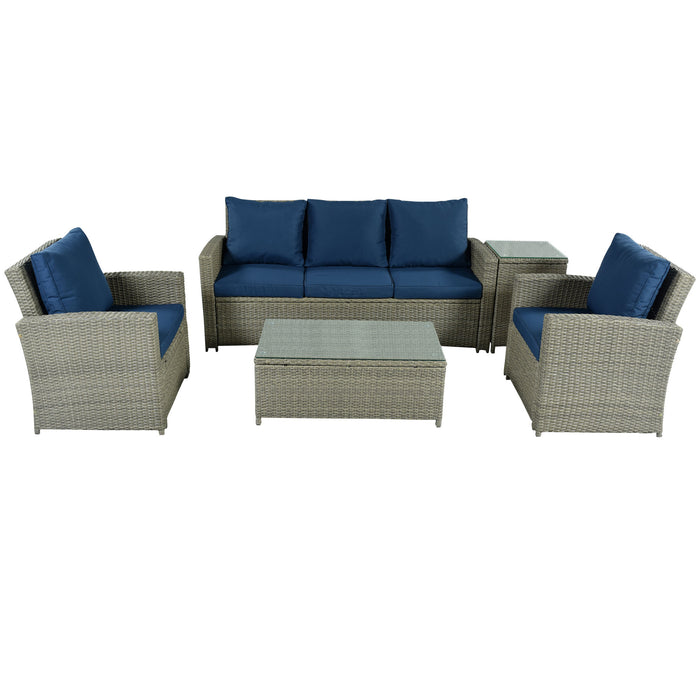 5-Piece Classic Rattan Sectional Seating Group Set
