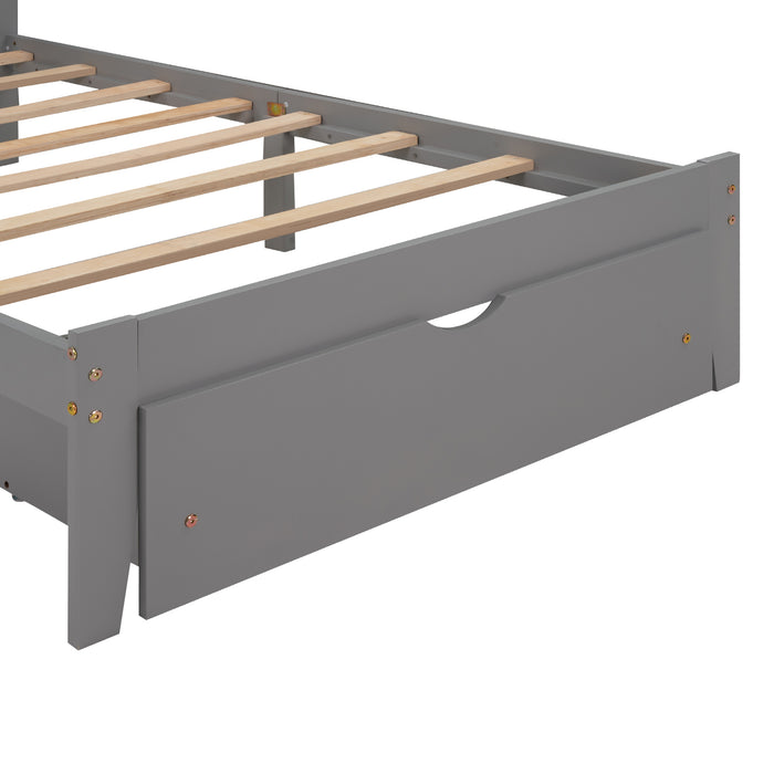 Twin Size Platform Bed with Drawer, Gray RT