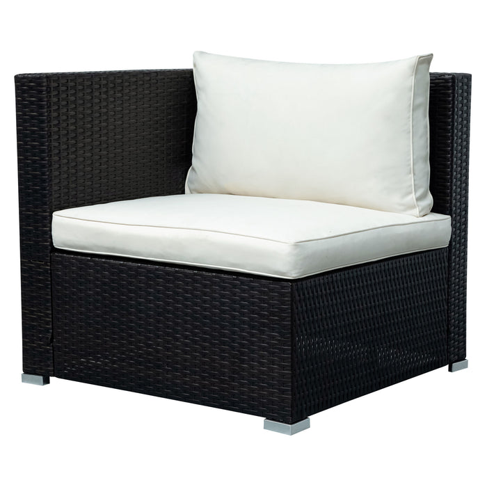 Patio Furniture Sets, 8-Piece Patio Wicker Corner Sofa with Cushions, Ottoman and Coffee Table