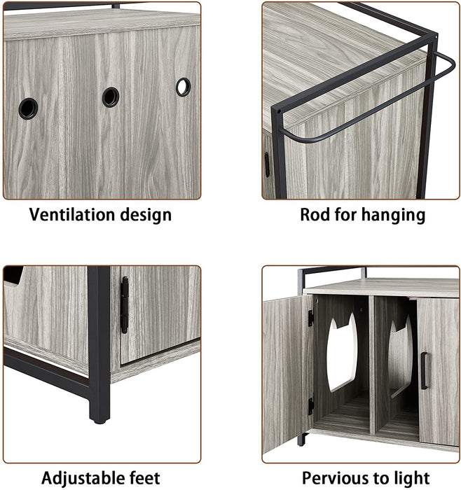 GOOD & GRACIOUS Hidden Cat Litter Box Furniture with Ventilation and Bench Seat